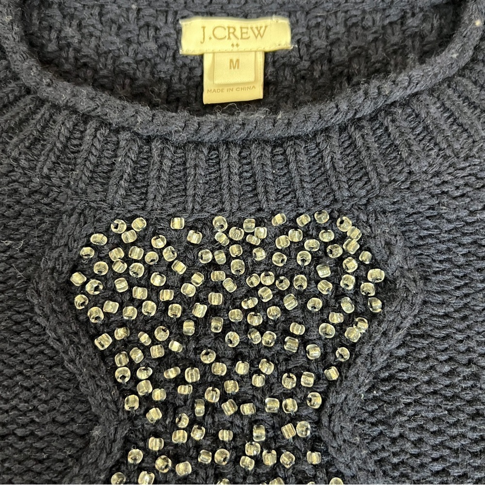 J. Crew Dark Blue Sweater with Bead Accents - Picture 3 of 10
